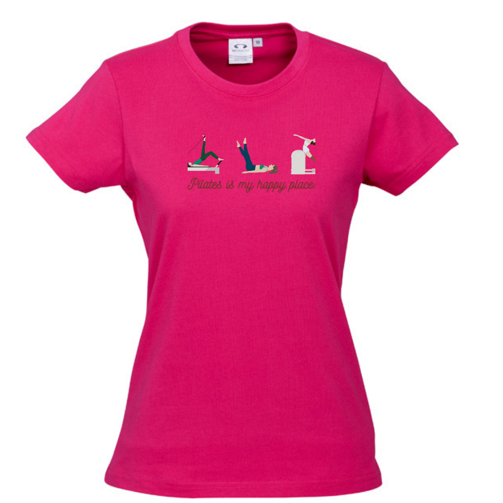 WOMENS ROUND NECK TEE - Pilates is My Happy Place Tee