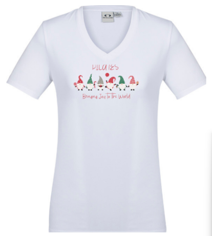 Pilates Brings Joy to the World - Xmas Tee - Women's V Neck