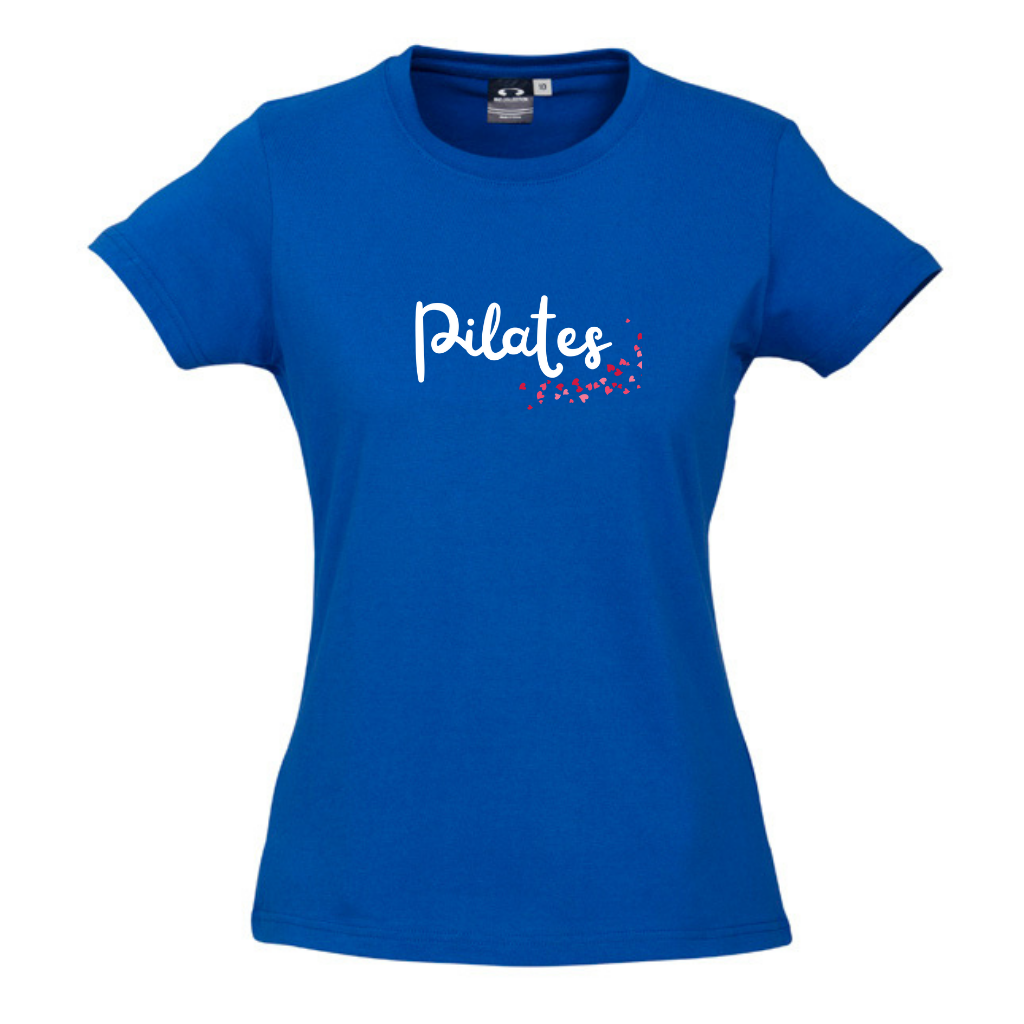 WOMENS ROUND NECK TEE - Pilates with Pink Hearts