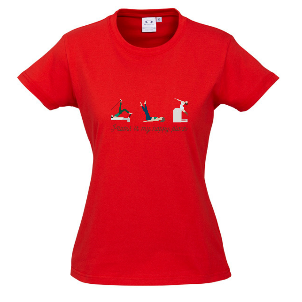 WOMENS ROUND NECK TEE - Pilates is My Happy Place Tee
