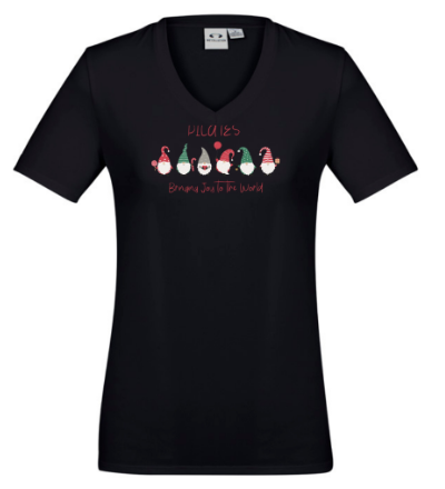 Pilates Brings Joy to the World - Xmas Tee - Women's V Neck