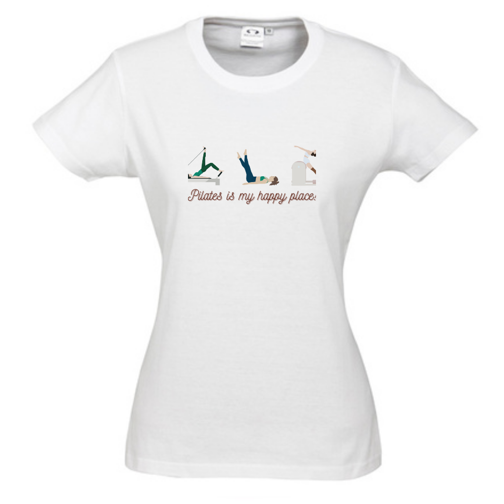 WOMENS ROUND NECK TEE - Pilates is My Happy Place Tee