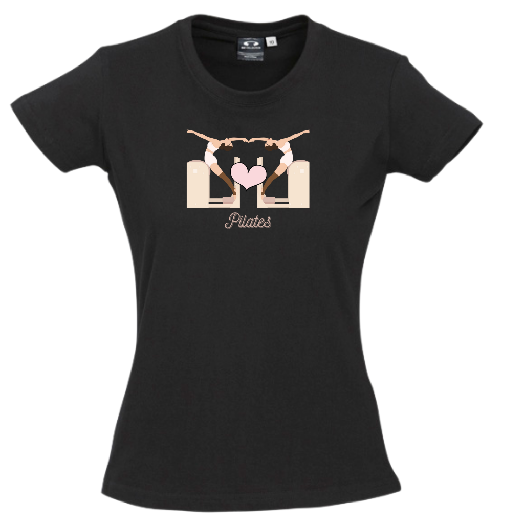 WOMENS ROUND NECK TEE - Pilates with Ladder Barrels