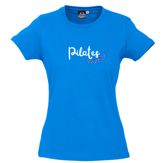 WOMENS ROUND NECK TEE -  Pilates with Pink Hearts
