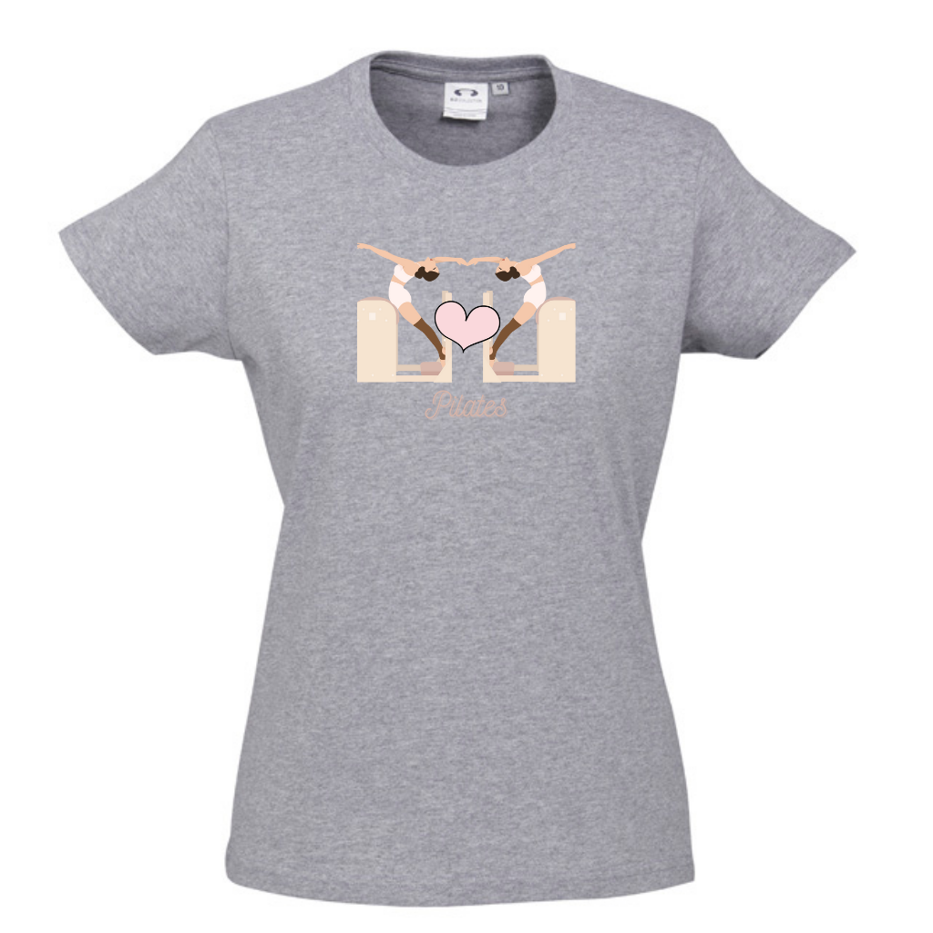 WOMENS ROUND NECK TEE - Pilates with Ladder Barrels