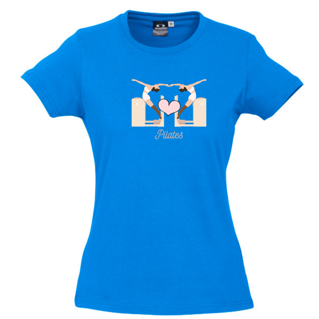 WOMENS ROUND NECK TEE - Pilates with Ladder Barrels