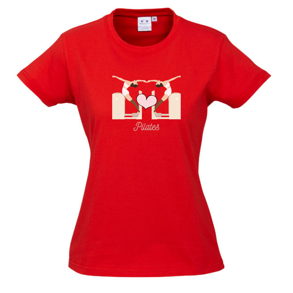 WOMENS ROUND NECK TEE - Pilates with Ladder Barrels
