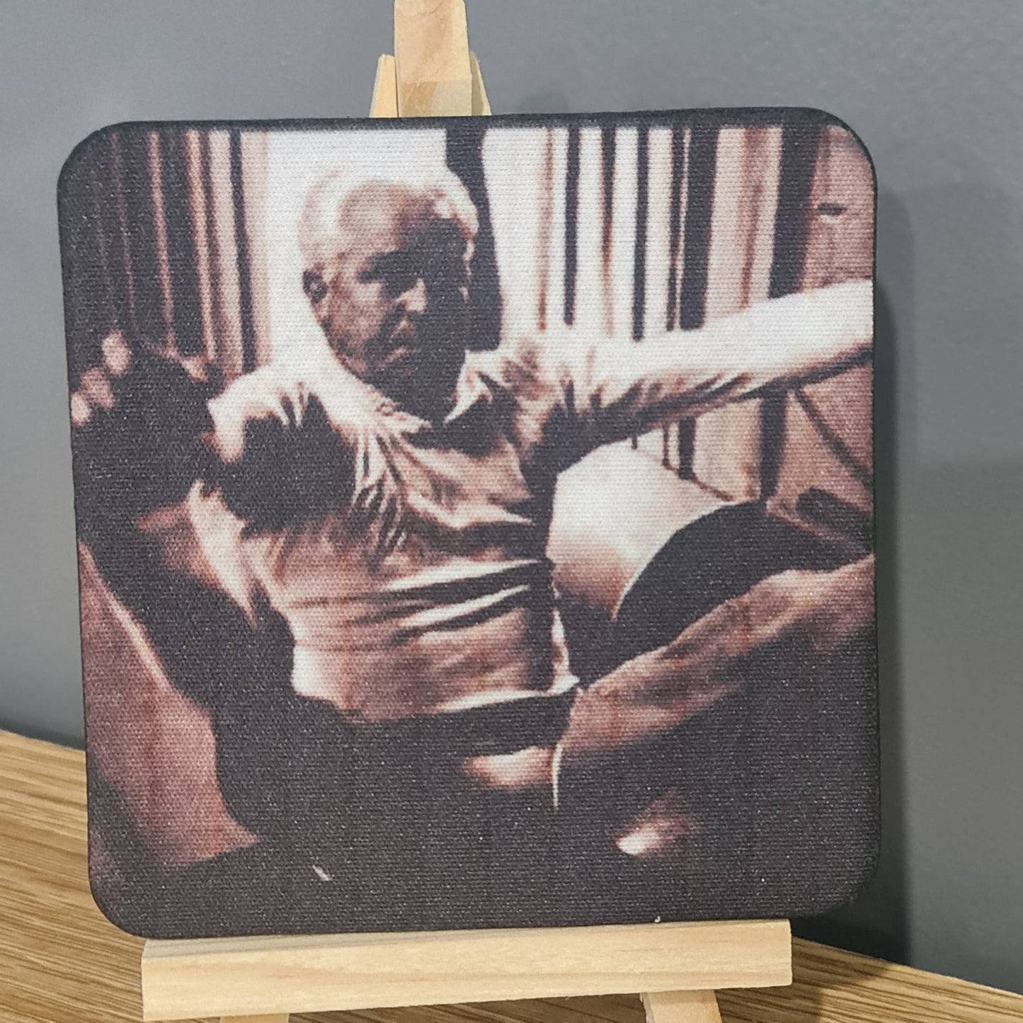 jospeh pilates [erfoming open leg rocker - photo on square neoprene coaster