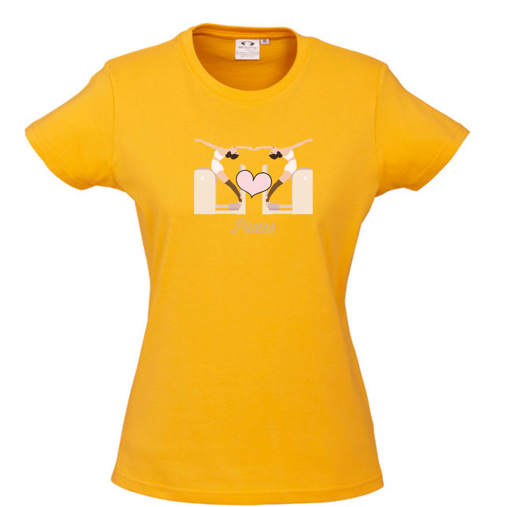 WOMENS ROUND NECK TEE - Pilates with Ladder Barrels